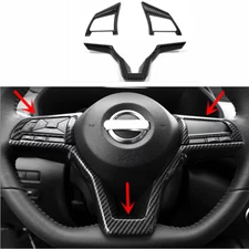 Carbon fiber internal Steering Wheel Trim 3pcs For Nissan Versa 2020-2024