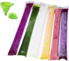 120Pcs Ice Popsicle Molds Bags Ice Cube Mold Ice Pop Mold Pouch with Zip Seals G