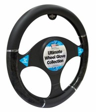 New Black Grey Metallic Comfort Protection Interior Steering Wheel Cover Glove