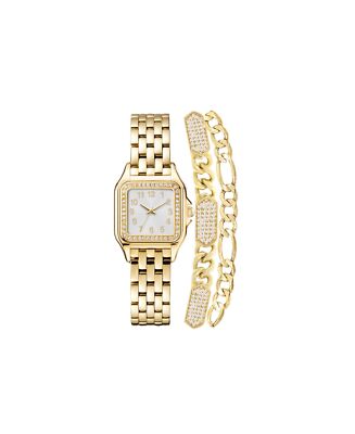 Jessica Carlyle Ladies Analog Goldtone Watch and Bracelet Set 26mm
