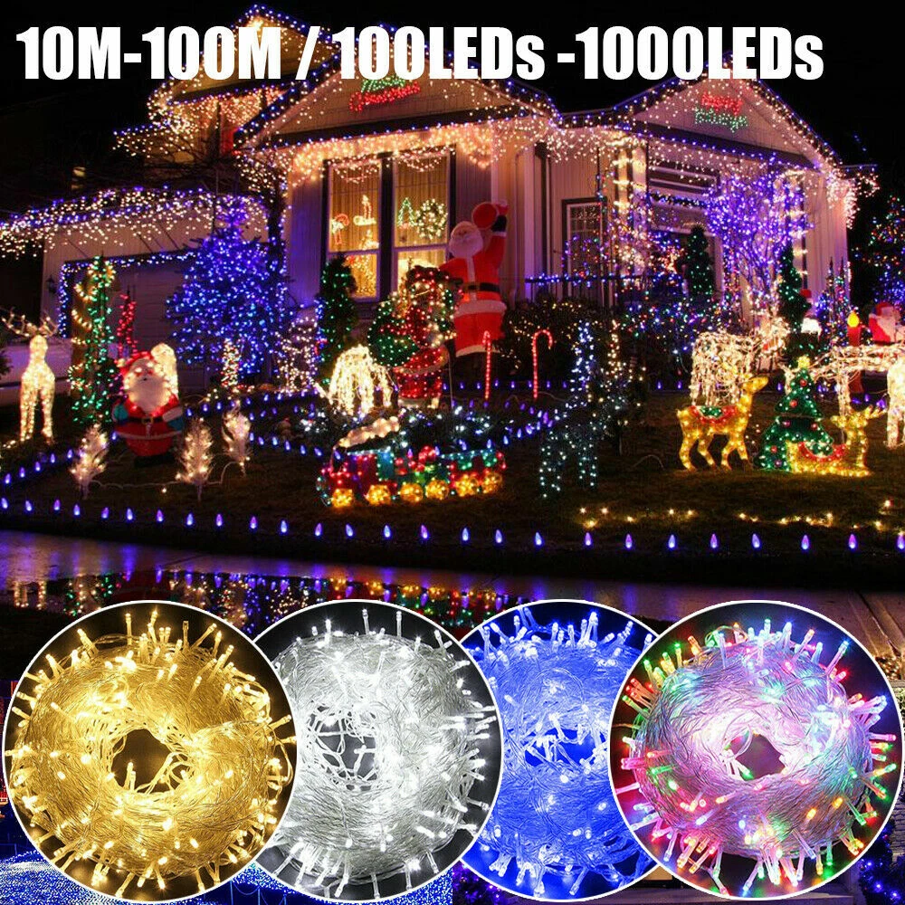 Christmas Fairy Lights Indoor Outdoor String 2 100m Waterproof Xmas Tree Party