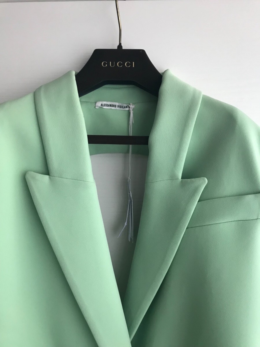 Verde Menta Tailleur Verde Mela Tessuto Misto Lino Erba Per