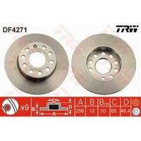 TRW 2X Bremsscheibe Hinten 256 Voll FüR VW Touran 1T1 1T2 Golf VI 5K1