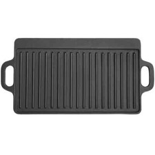 Large Cast Iron Griddle Plate BBQ Grill Pan Reversible Tray Skillet Plate 50cm