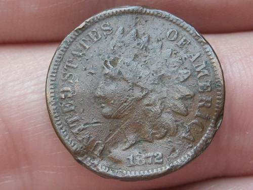 1872 Indian Head Cent Penny- Bold N, VG/Fine Details