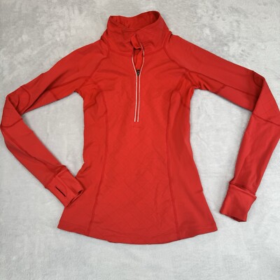 Lululemon Run Quilted Toasty Tech Fleece Pullover ½ Zip Running Love Red Sz. 4  