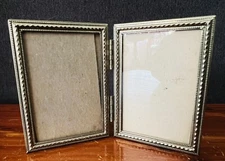 Vintage Small 2"x 3" BRASS Folding Trimmed Double Picture Photo Frame