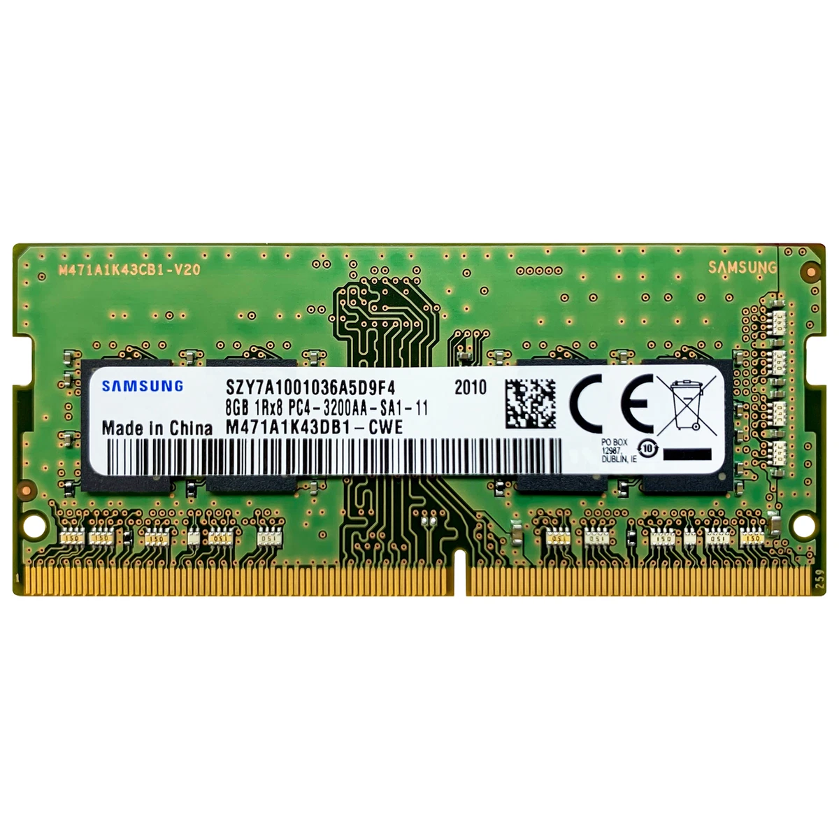 Samsung 8GB DDR4 3200 MHz PC4-25600 SODIMM Laptop Memory RAM  (M471A1K43DB1-CWE)