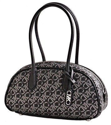 Michael Kors Tasche Handtasche Lulu SM Handle Satchel Metalic Logo Blk/Silber