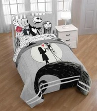 Gray Black Nightmare Christmas Jack Sally 7 pc Comforter Set Twin Full Queen Bed