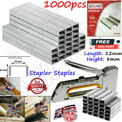 1000pc Pack Heavy Duty 8mm Staples Staple Gun Tacker Upholstery Pins For  Stapler