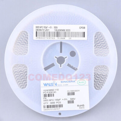 100PCS 0805 150pF 500V NPO/C0G ±5%  0805N151J501CT   Ceramic Capacitor MLCC #A6-