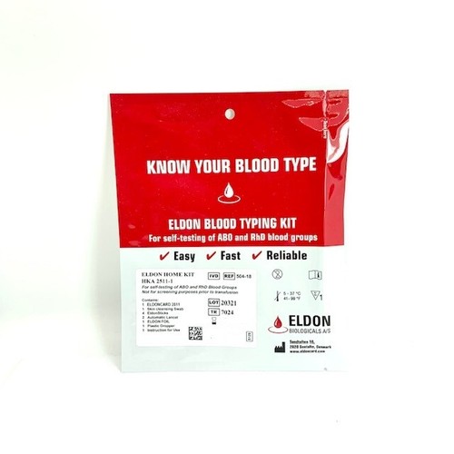 1 x Blood Type Test Kit Eldon Home Blood Group Testing Kit CE Marked