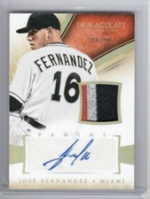 JOSE FERNANDEZ 2014 Immaculate Signed Auto Game Used Jersey Patch Marlins 4/20