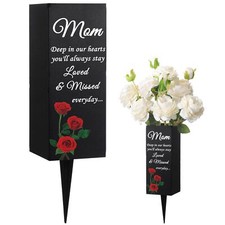 Mother's Day Mom Cemetery Vases for Grave Metal Cemetery Grave Flower Vase Me...