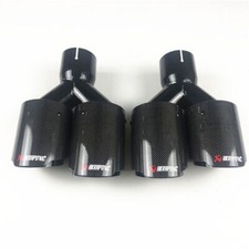 2pcs Glossy Black Carbon Fiber Exhaust Tip Dual Pipe Id2.5 63mm Od3.5 89mm