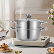 Dämpfer Kochtopf Edelstahl 22cm 2 Etagen Dampfgarer Rostfreier Stahl Dampfkocher