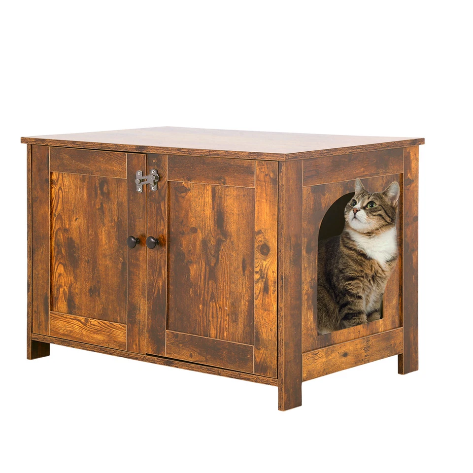 Cat Litter Box Enclosure Furniture Hidden, Wooden Cat Washroom Furniture Storage - Imagem 2 de 4