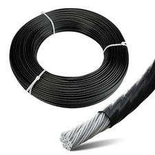 150ft Wire Rope Vinyl Coated 3/32" Overmolded to 1/8" Stainless WR11 WP1 WC1 BLK