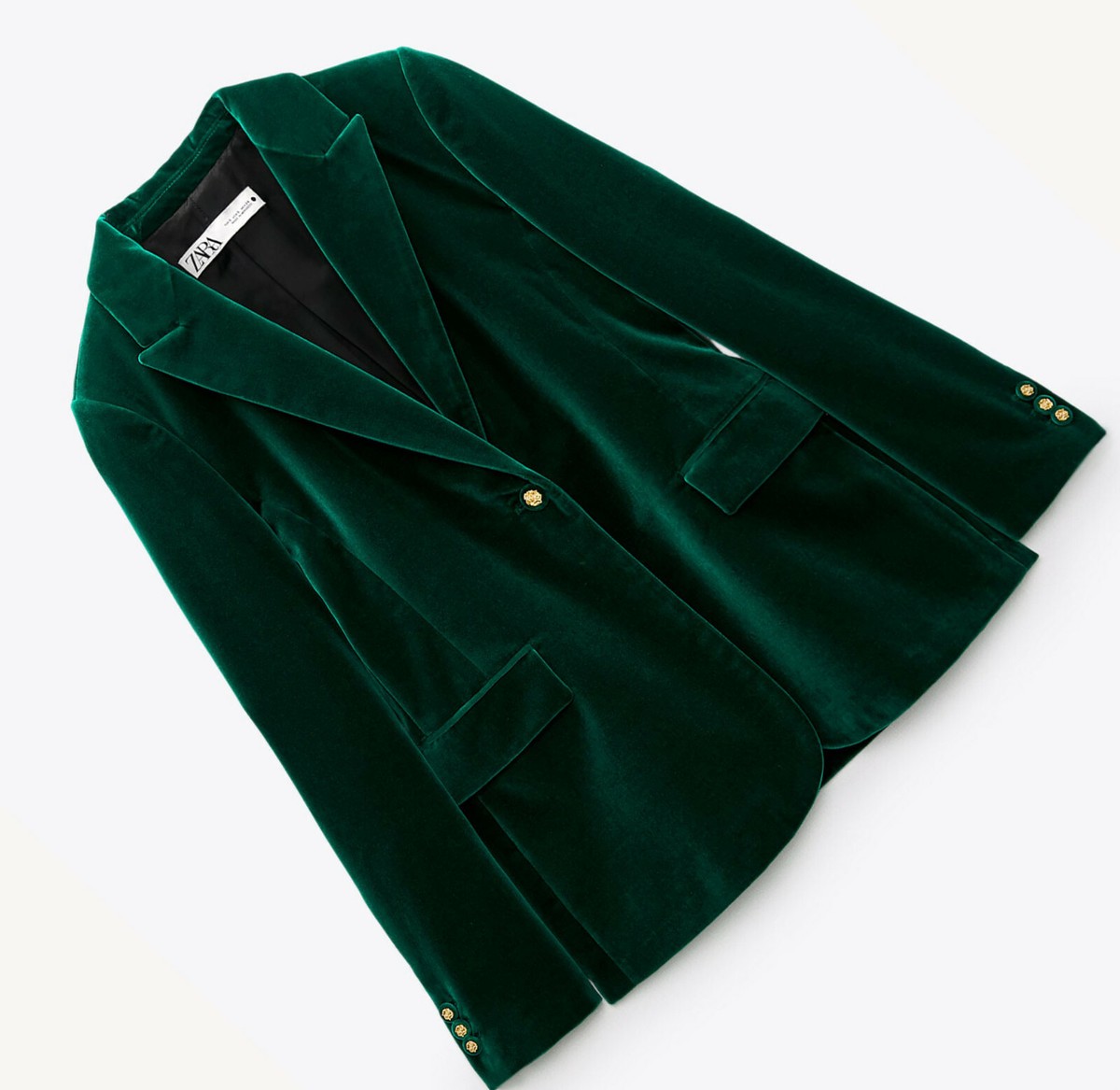 ZARA NEW WOMAN VELVET BLAZER JACKET LIMITED EDITION GREEN XS ZARA NEW WOMAN VELVET BLAZER JACKET LIMITED EDITION GREEN XS
