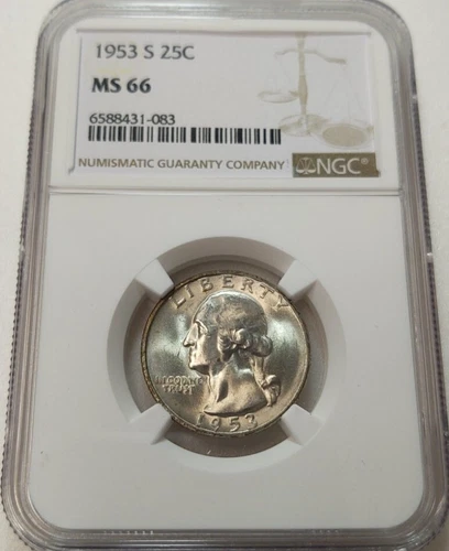 1953-S WASHINGTON 25c QUARTER NGC MS66 #6588431-083