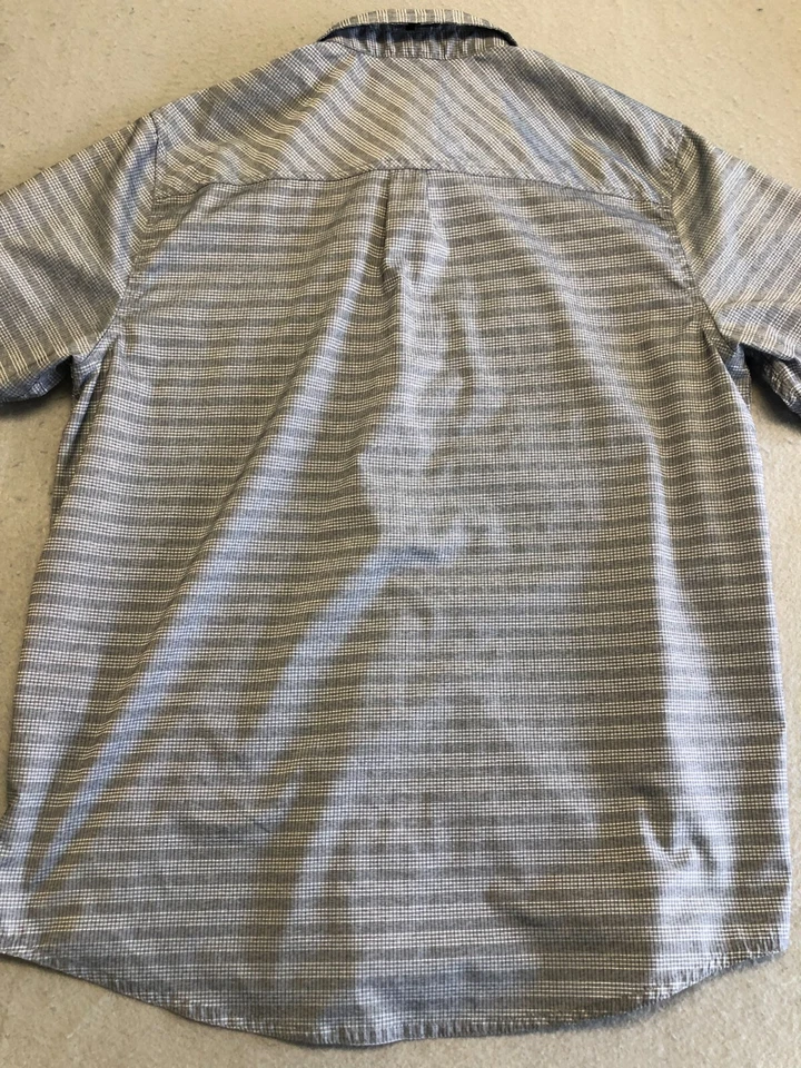 Camisa Gerry con botones para hombre grande gris a rayas al aire libre senderismo bolsillos con cuello Foto 3 de 4