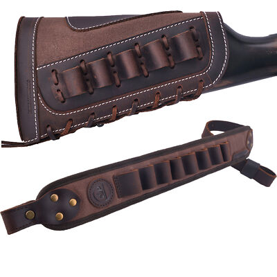 Leather Shotgun Buttstock Cartridge Holder ,Canvas Shotgun Sling For 12 Gauge