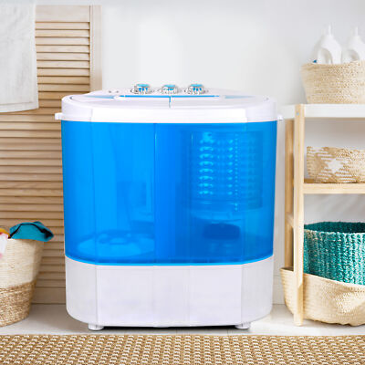 #ad Portable Compact Washing Machine 10lbs Twin Tub Washer Spin Dryer Gravity Drain $96.58