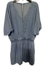 Unbranded Dress Chambray V Neck Elastic Waist Womans Size L