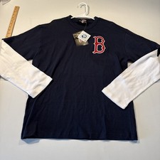 NWT Men's Medium Stitches MLB Boston Red Sox Long Sleeve T-Shirt Blue