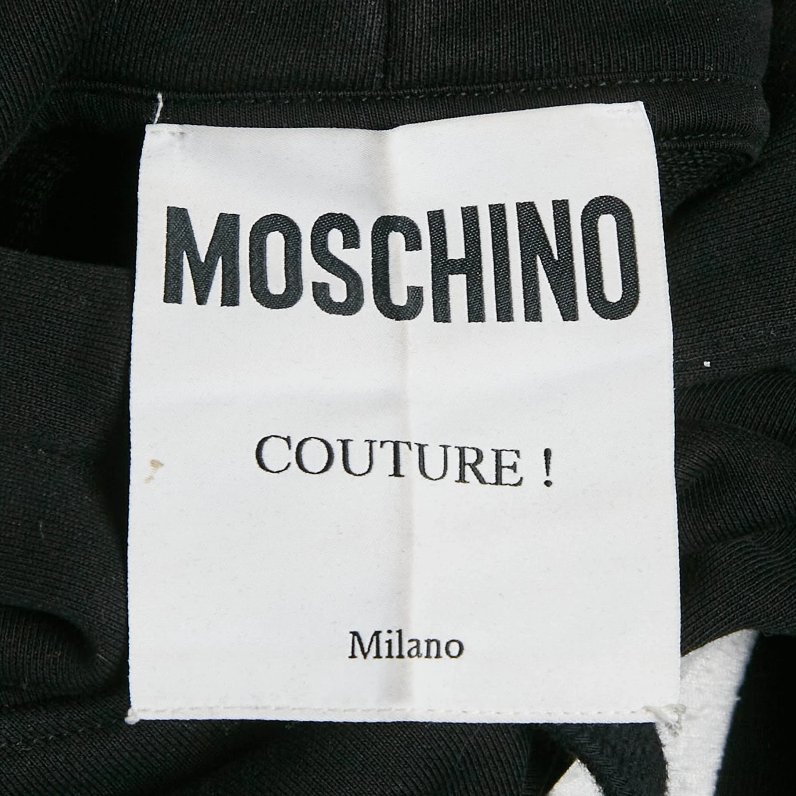 Felpa con cappuccio Moschino Couture nera in cotone ricamato M