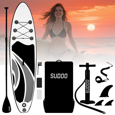 10' Inflatable Stand Up Paddle Board Sup SurfBoard with Paddle Accessory BK