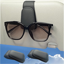 2 Packs Sunglasses Holder for Car, Sunglass Clip for Car Visor, Magnetic Leather