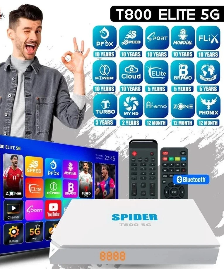 SPIDER T800 ELITE 5G 4K Ultra HD Satellite Receiver Wi-Fi 5G TV BOX 10 Years - Image 4 of 4