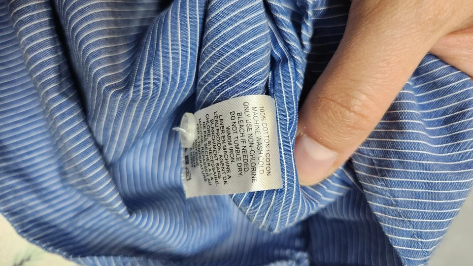 Camisa de manga larga Steven Alan para hombre pequeña a rayas azules Foto 3 de 4