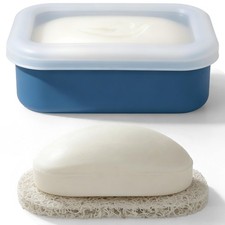 Compact Leakproof Silicone Travel Soap Case, Portable Soap Container with Dra...