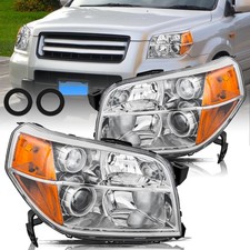 Headlight Assembly For 2006-2008 Honda Pilot Chrome Housing Amber Reflector