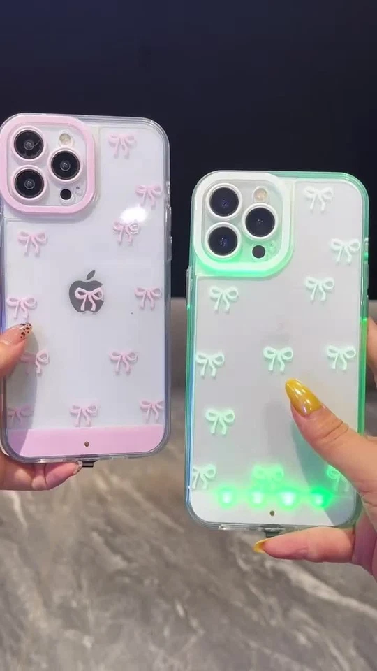 Vibrant LED Bowknot Phone Case for iPhone , Light-Up Cover Glows on Touch, Call - Image 2 of 4