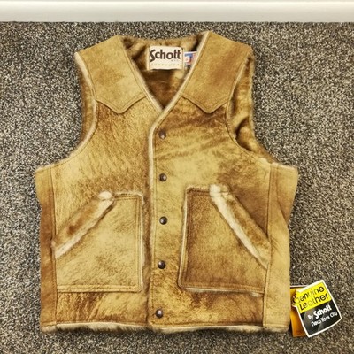 トップス Schott / 366V suede leather vest NWT Vintage Schott NYC Vest Suede Leather Shearling Lined Western
