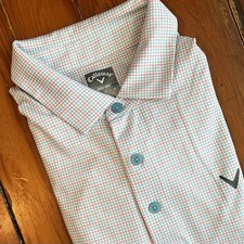 Callaway Opti-Dri Golf Polo Shirt White Grid Check Size L