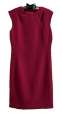 Women’s Hot Pink Sheath Dress Cutout Neck Sleeveless Career Party Dress