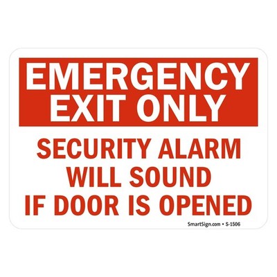  Emergency Exit Only - Security Alarm Will Sound If Door is Opened  Label | 7...