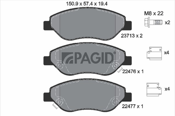 Bremsbelagsatz Scheibenbremse Pagid T2649N FüR Fiat Tipo 357HXN1A 357SXN1A 357-image