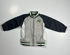 VTG Nike Retro Track Jacket Youth 4T Boys Cream/Black/Green Full Zip Swoosh