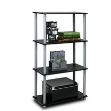 Furinno Turn-N-Tube 4-Tier Multipurpose Shelf Display Rack- Black & Grey - 43...