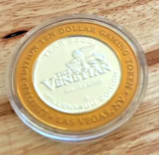 The Venetian Casino Las Vegas Nevada $10 Silver Strike Anniversary 2000 token