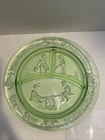 Vintage Green Uranium Depression Glass Children's Nursery Rhyme Plate | See-Saw