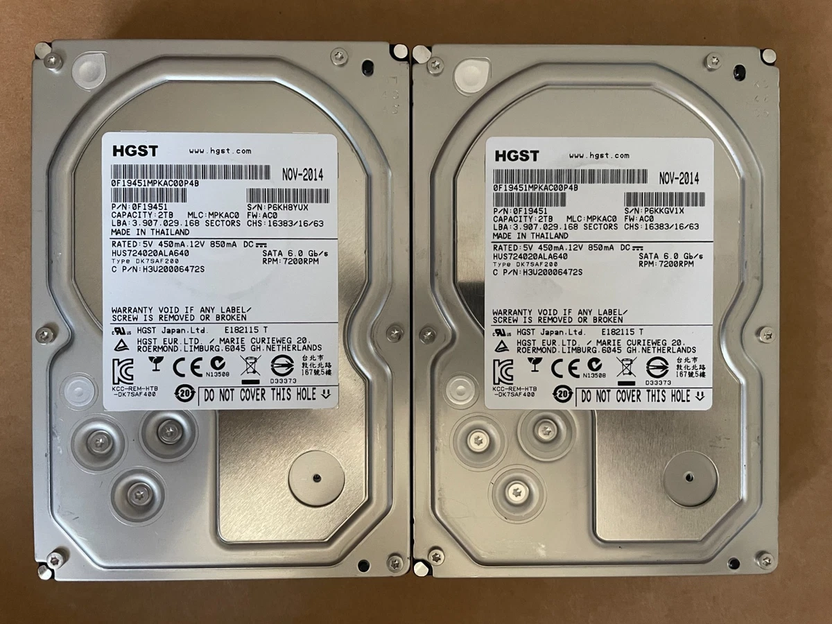 HGST 2TB HDD 2台セット HGST 2TB Storage Capacity Hard Drives (HDD, SSD & NAS) for sale | eBay