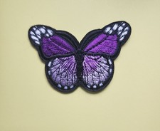 Purple Butterfly Embroidered Iron On Patch Great on Jackets  Hats Free Shipping