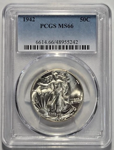 1942 WALKING LIBERTY HALF DOLLAR 50C PCGS MS 66 Certified Coin